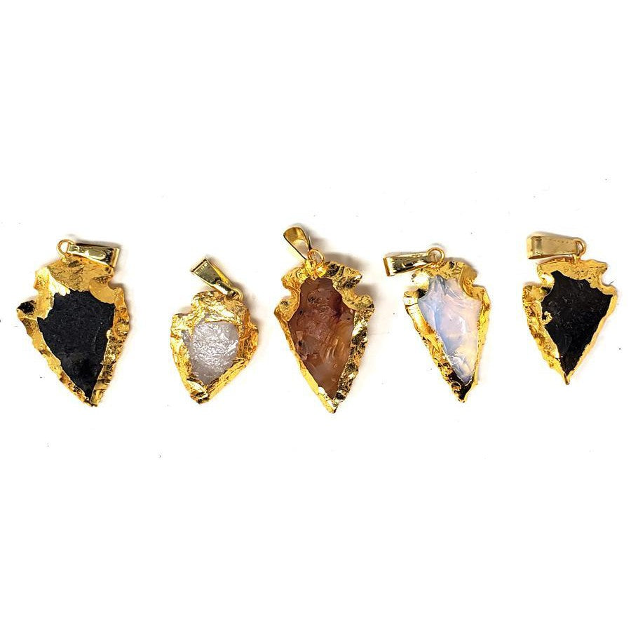 1" Electroplated Assorted Gemstone Arrowhead Pendant - Magick Magick.com