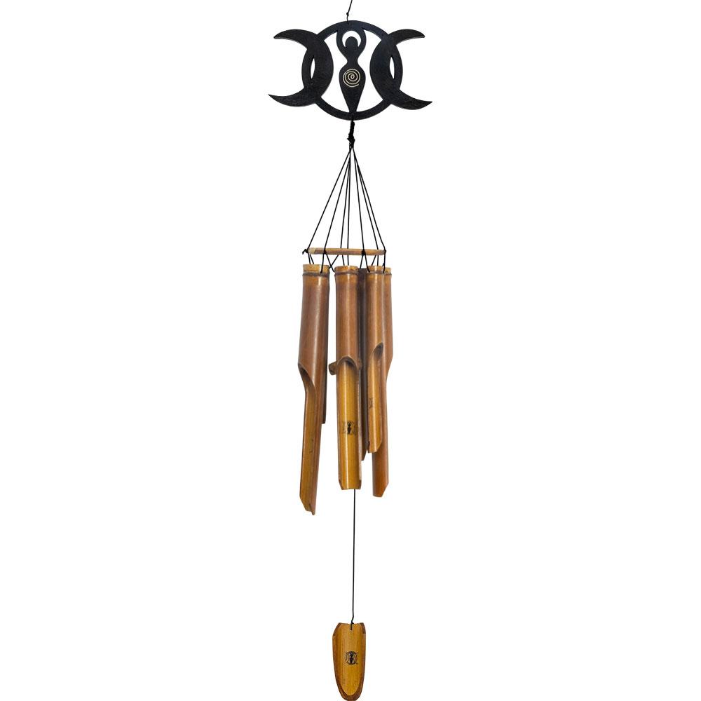 22" Bamboo Wind Chime - Triple Moon Goddess - Magick Magick.com