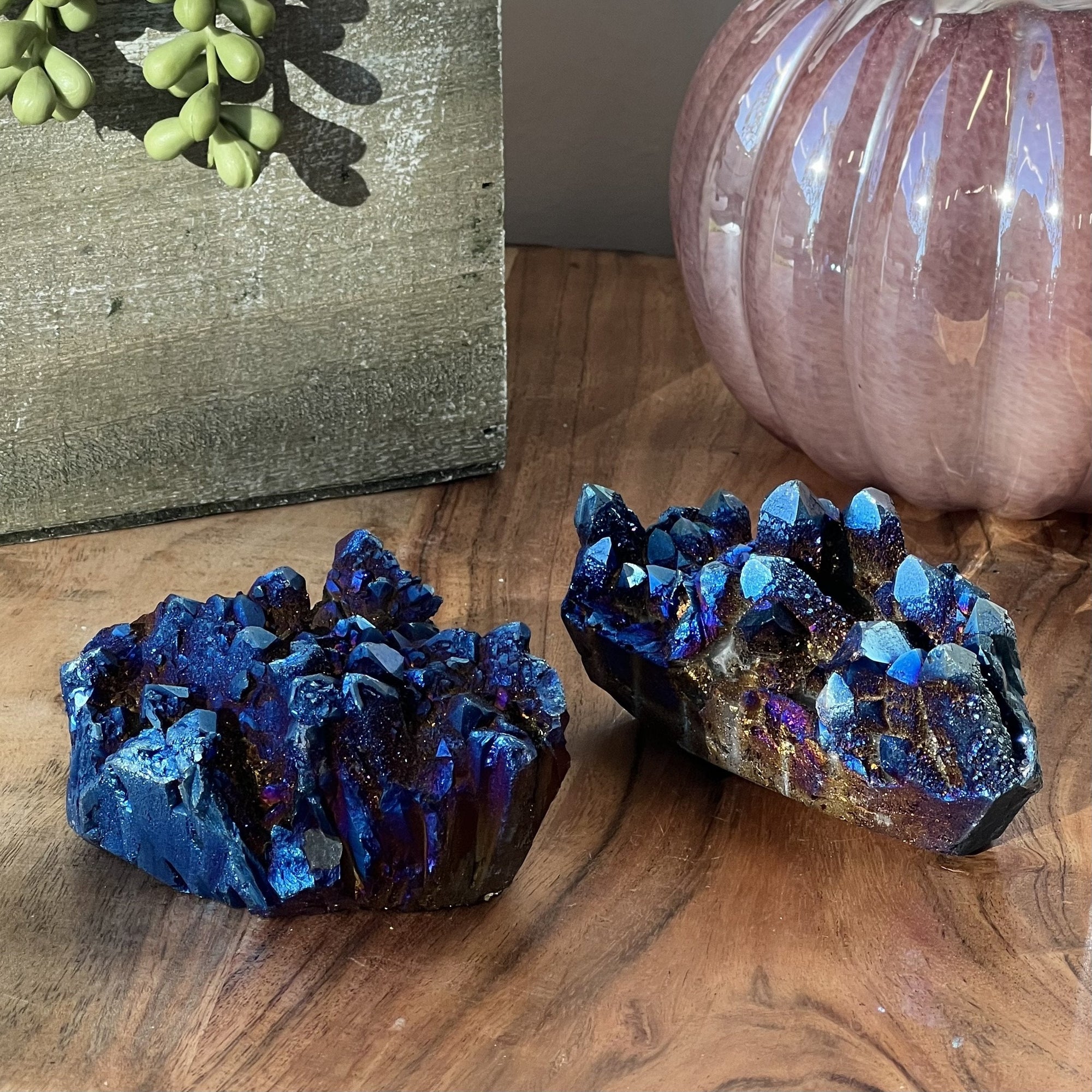 4-5" Dark Blue Aura Quartz Cluster - Magick Magick.com
