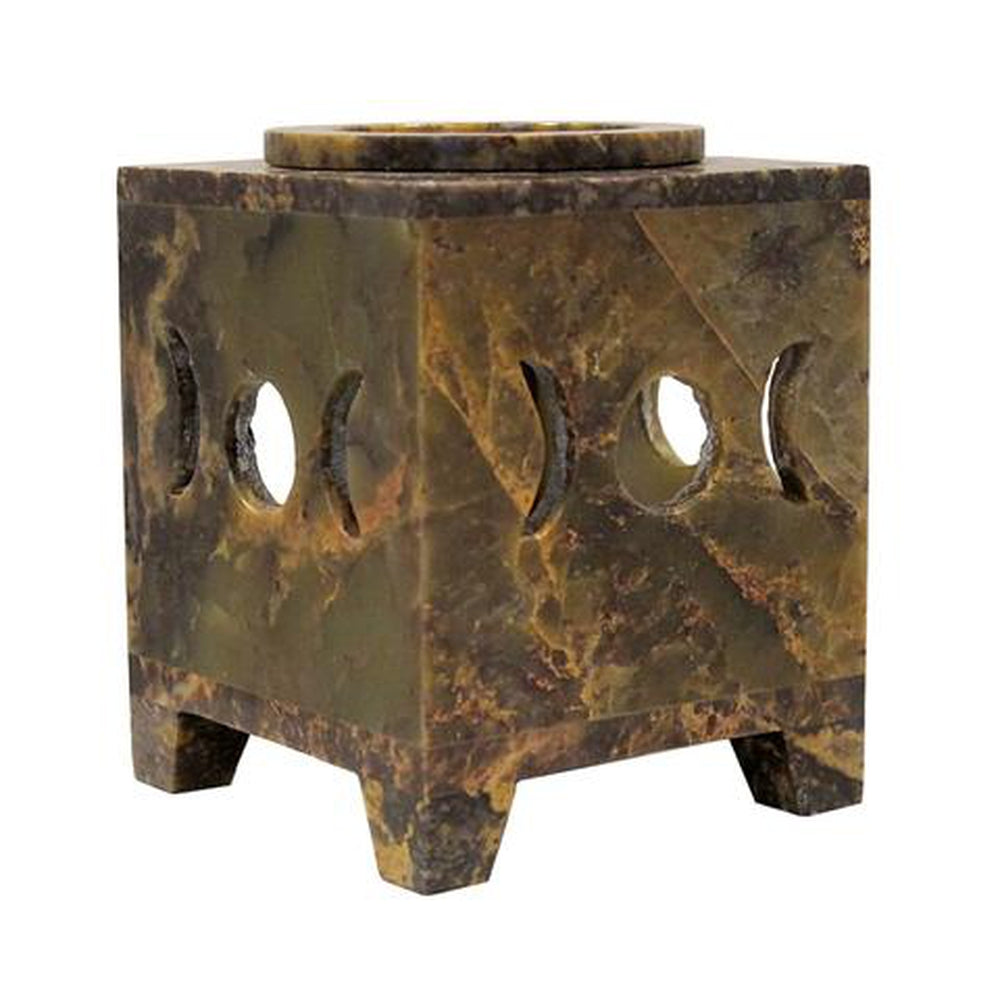 4" Triple Moon Square Soapstone Oil Aroma Lamp - Magick Magick.com