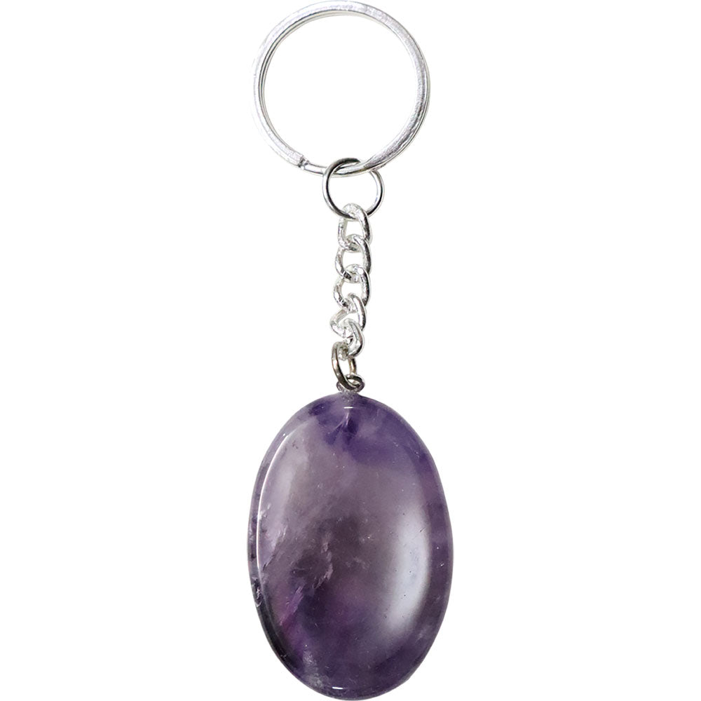 4" Worry Stone Key Chain - Amethyst - Magick Magick.com