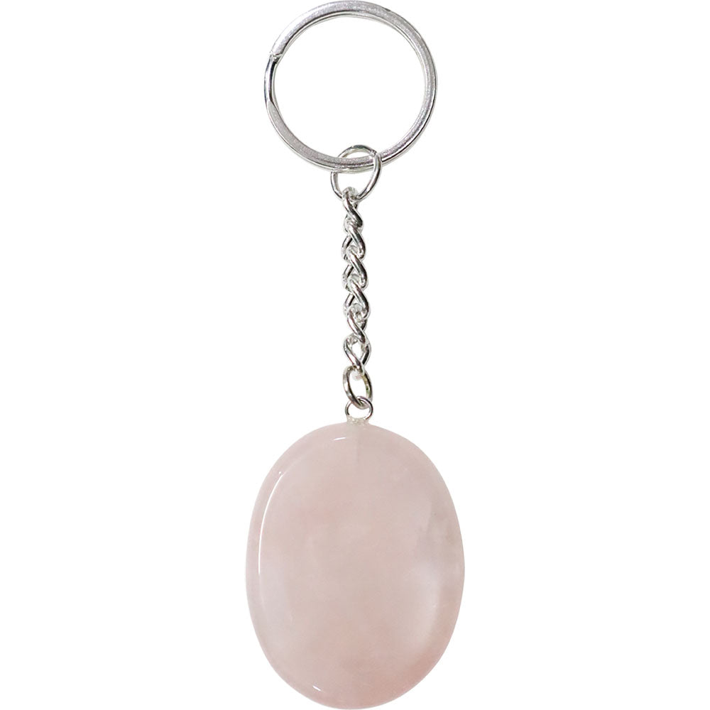 4" Worry Stone Key Chain - Rose Quartz - Magick Magick.com