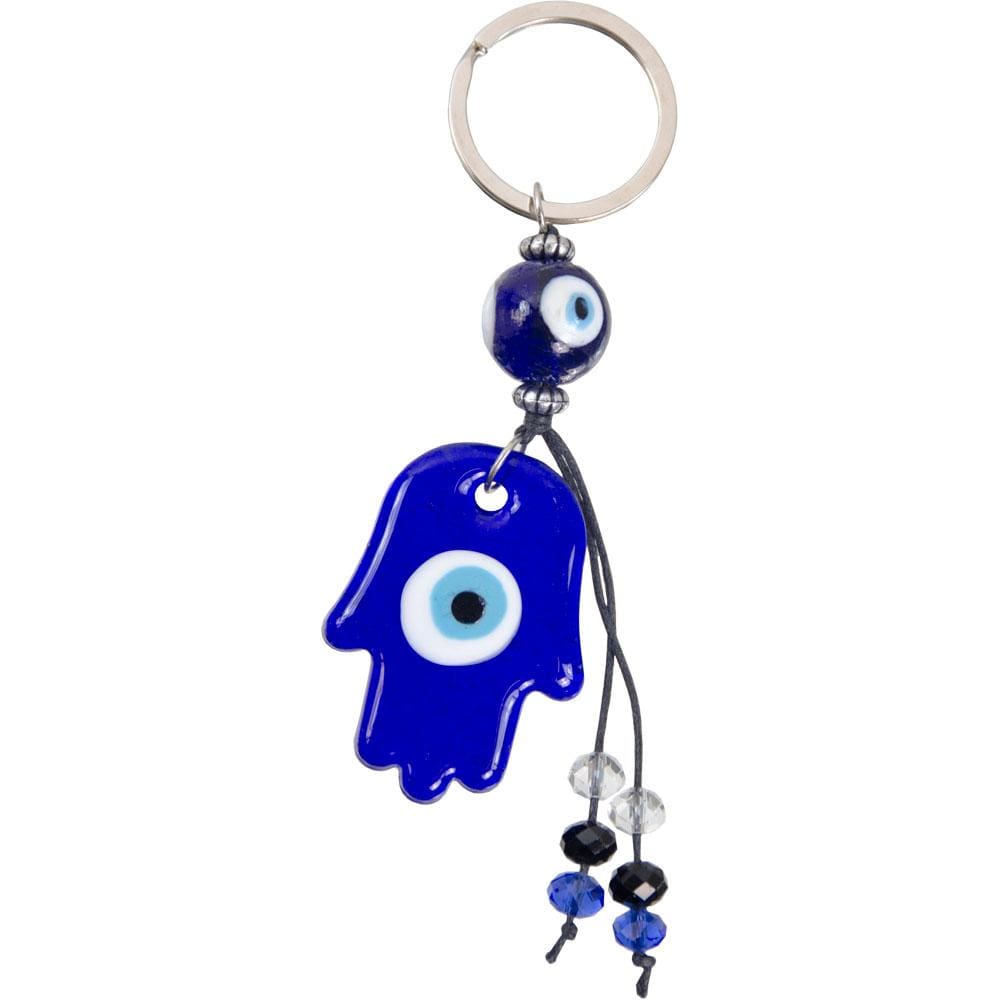 4.5" Evil Eye Talisman Key Ring - Glass Fatima Hand - Magick Magick.com