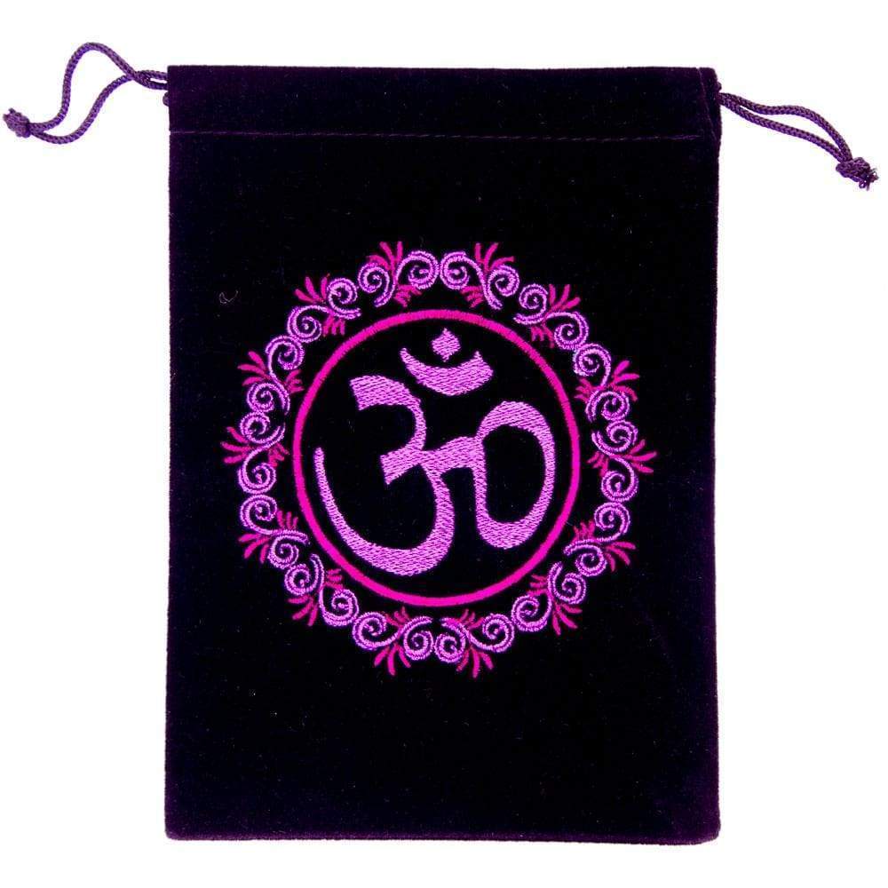 5" x 7" Embroidered Unlined Velvet Bag - Om - Magick Magick.com