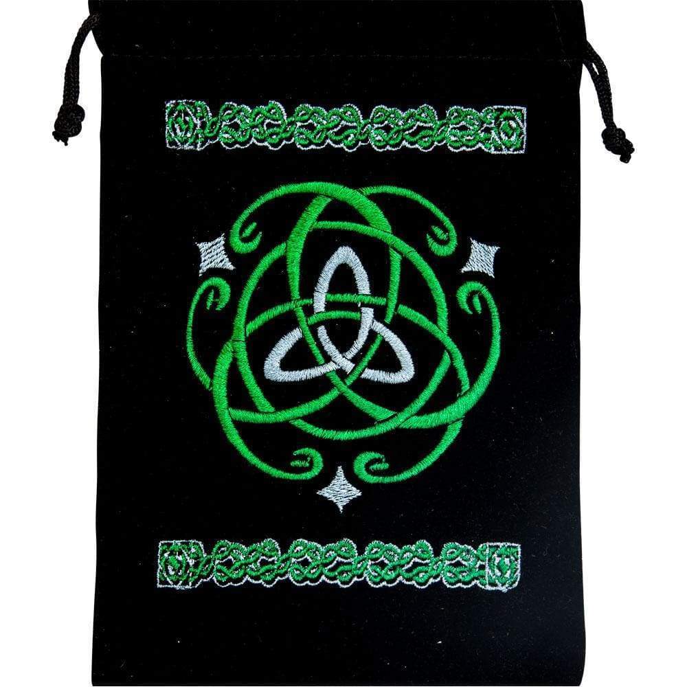 5" x 7" Embroidered Unlined Velvet Bag - Triquetra - Magick Magick.com