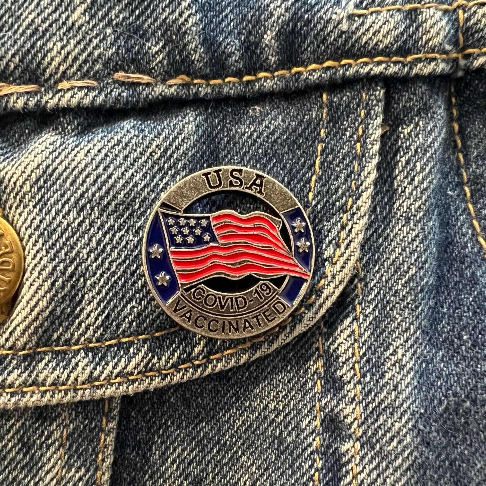 COVID-19 Vaccinated Silver Enamel Pin - Magick Magick.com