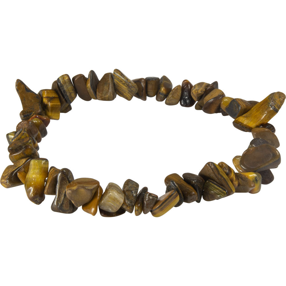 Gemstone Chips Elastic Bracelet - Tiger Eye - Magick Magick.com