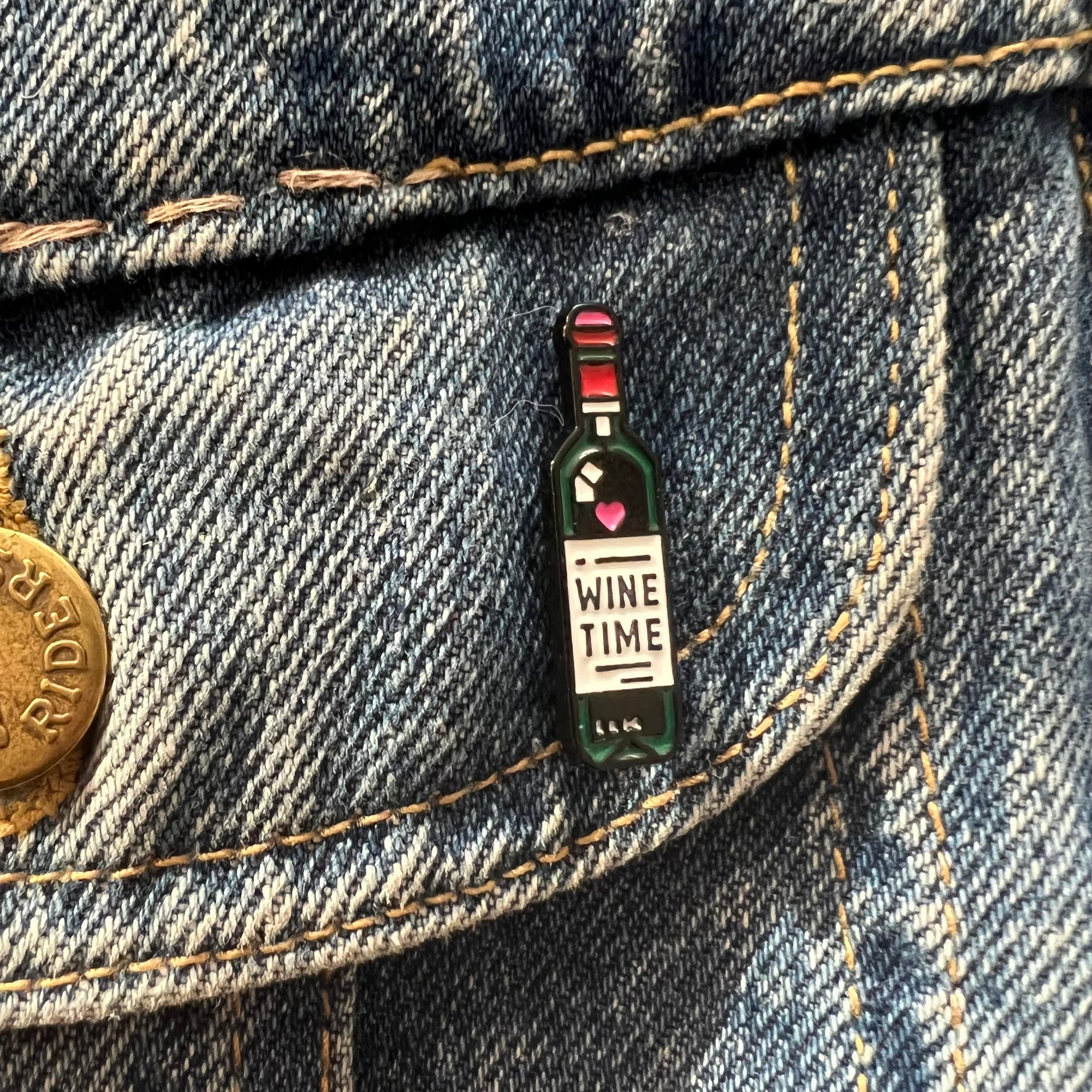 Wine Time Wine Bottle Enamel Pin - Magick Magick.com