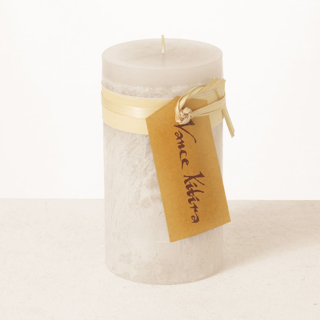 8 White Timber Pillar Candle Christmas Decoration - Candles
