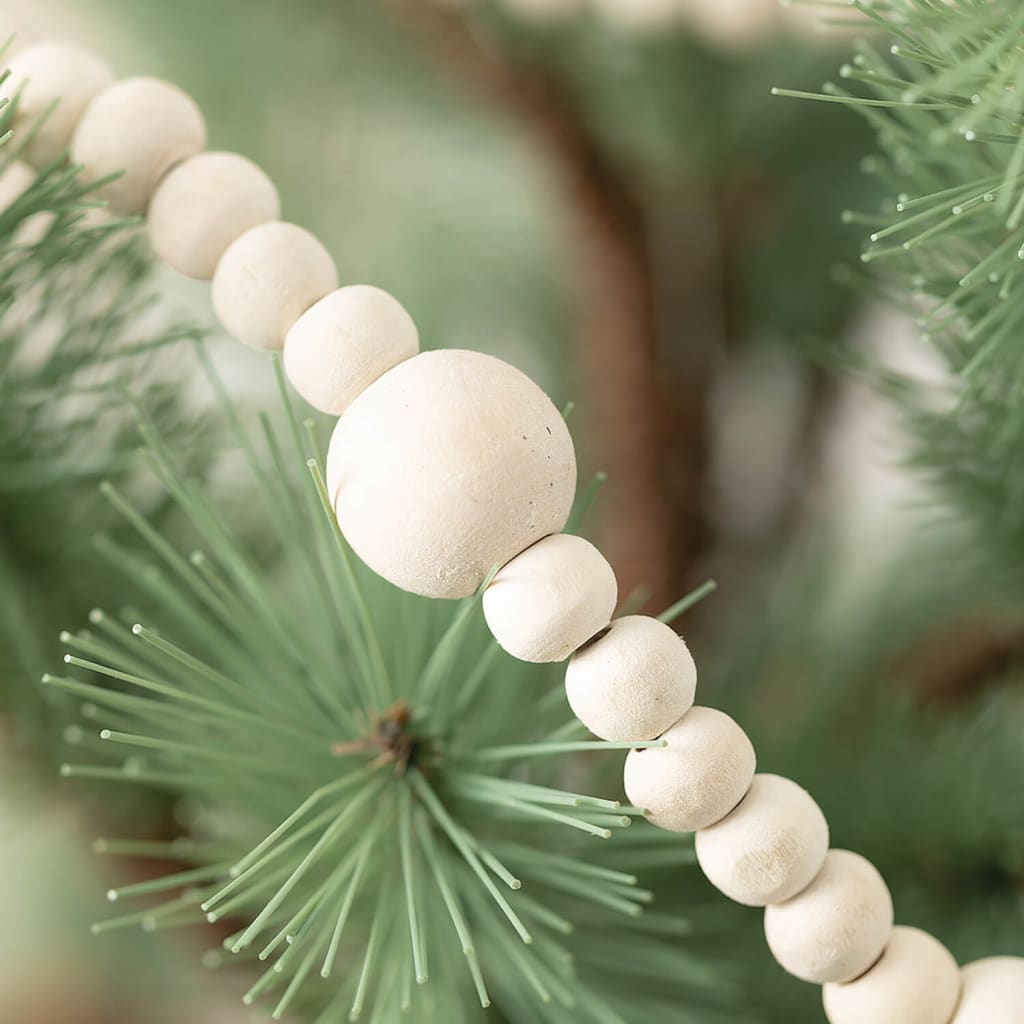 Cream Wooden Bead Garland Christmas Decoration - Christmas
