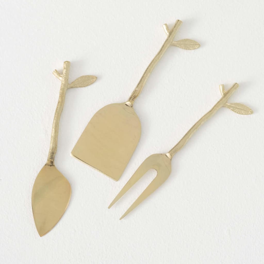 Gold Branch Cheese Server Set (Set of 3) Christmas
