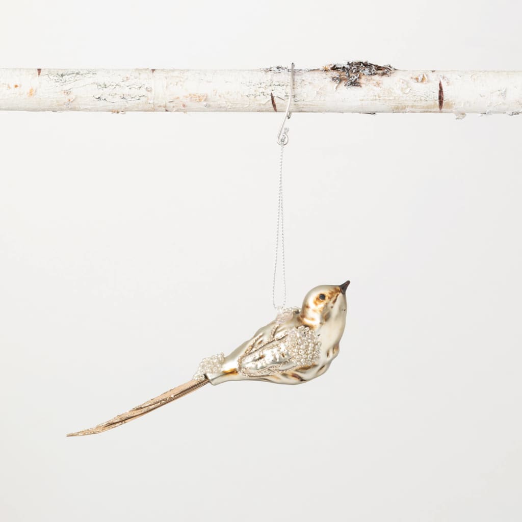 Golden Glass Bird Ornament Christmas Decoration - Christmas