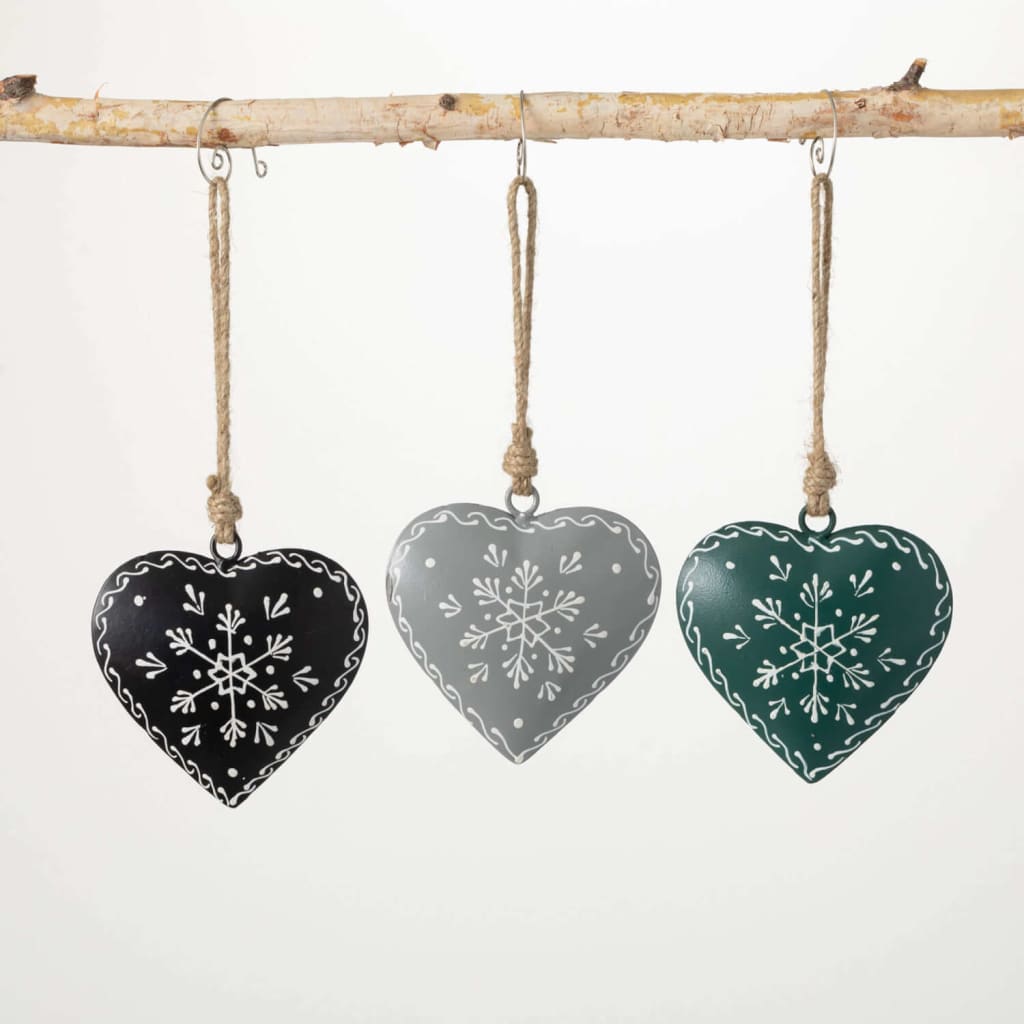 Scandi Metal Heart Ornaments (Set of 3) Christmas Decoration