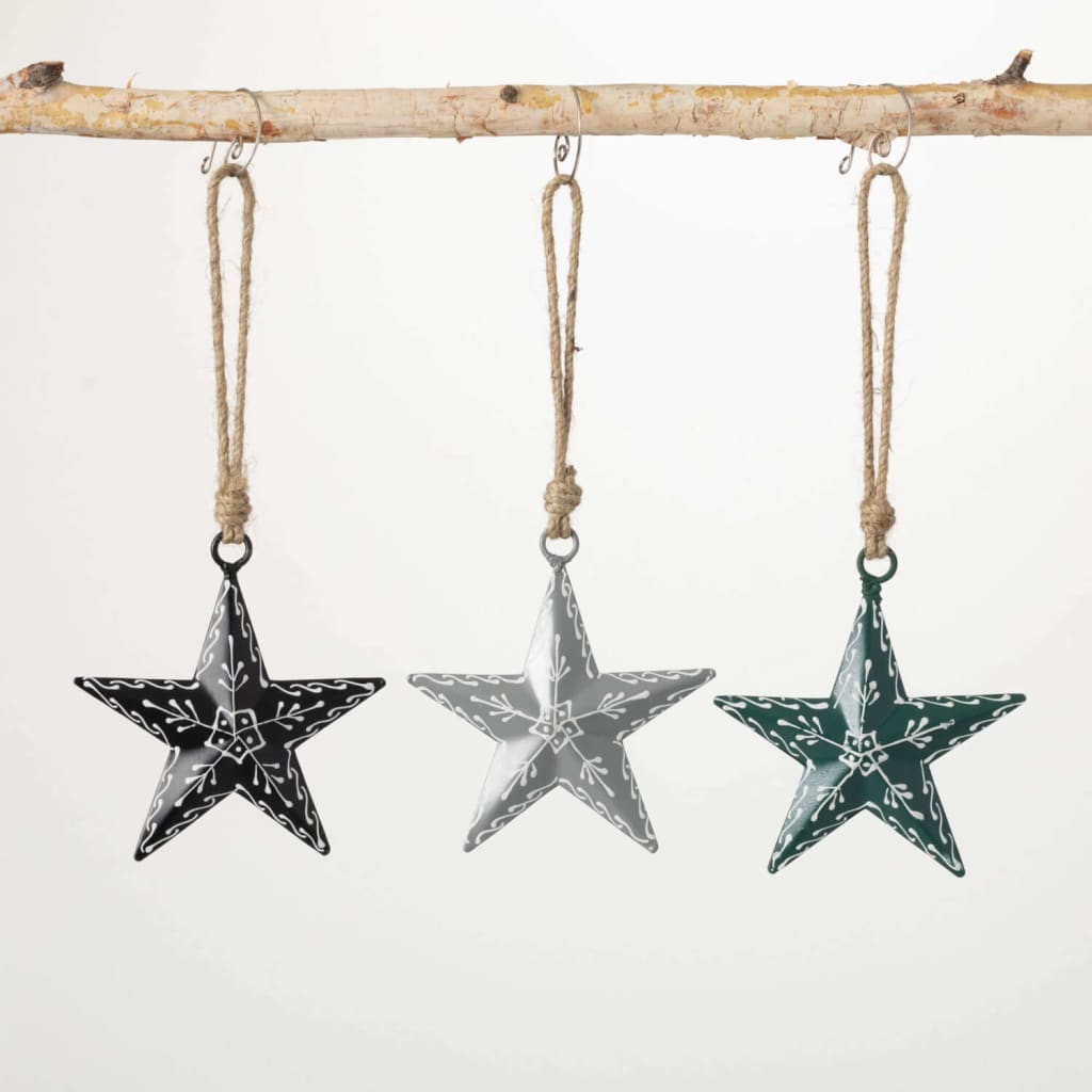 Scandi Metal Star Ornaments (Set of 3) Christmas Decoration