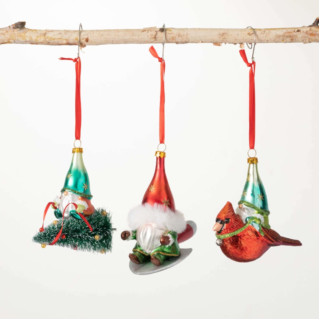 Fun Gnomes Glass Ornament Set (Set of 3) Christmas
