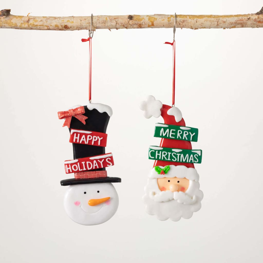 Santa & Snowman Ornament (Set of 2) Christmas Decoration -