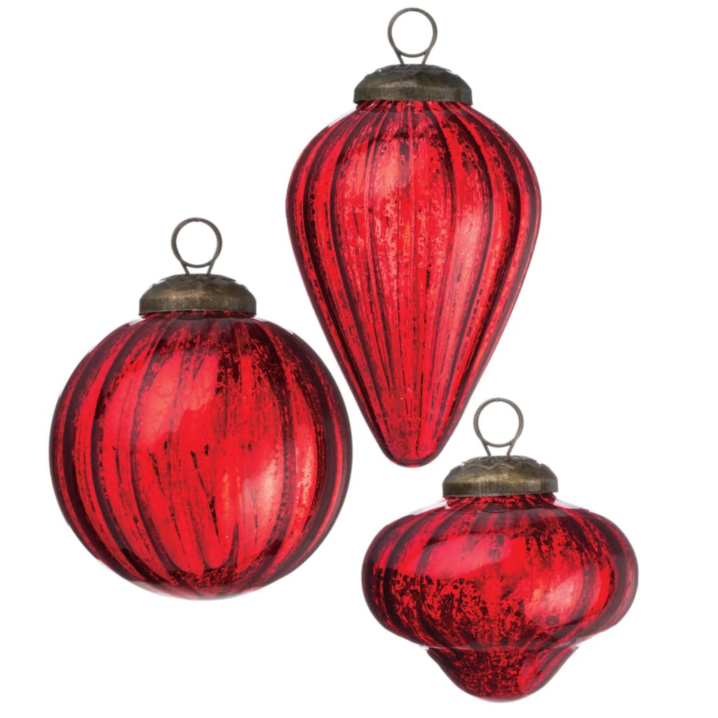 Mini Shapes Ornament Red (Set of 3) Christmas Decoration -