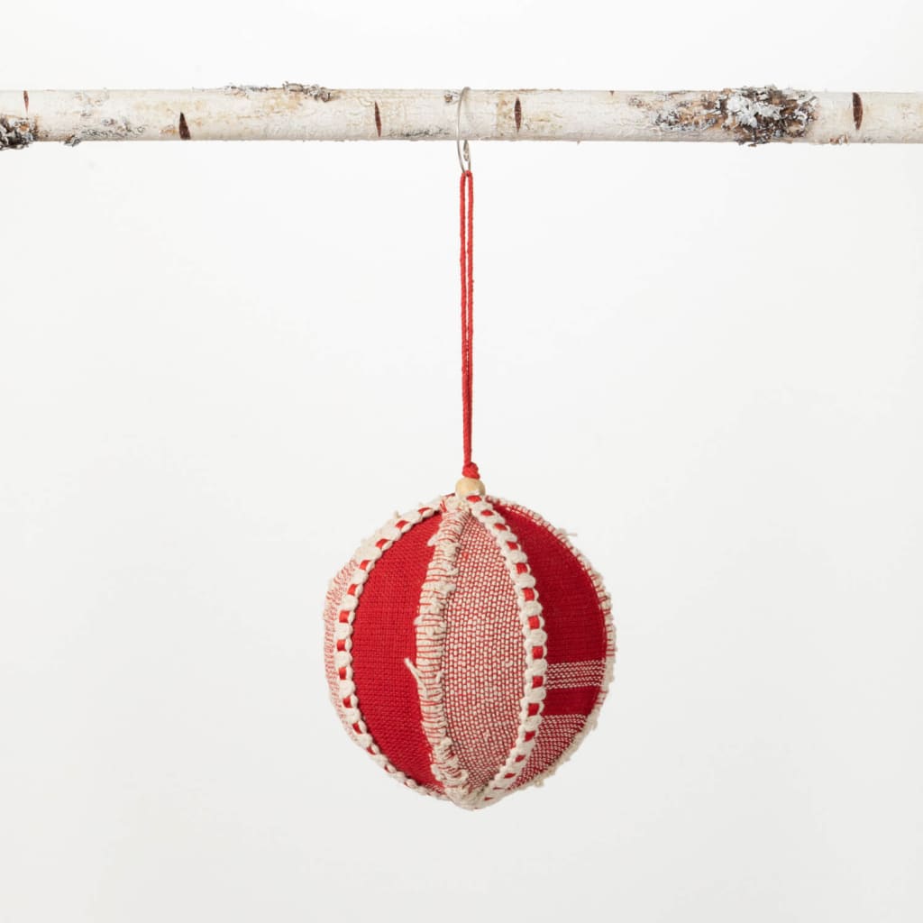 Red Fabric Ball Ornament Christmas Decoration - Christmas