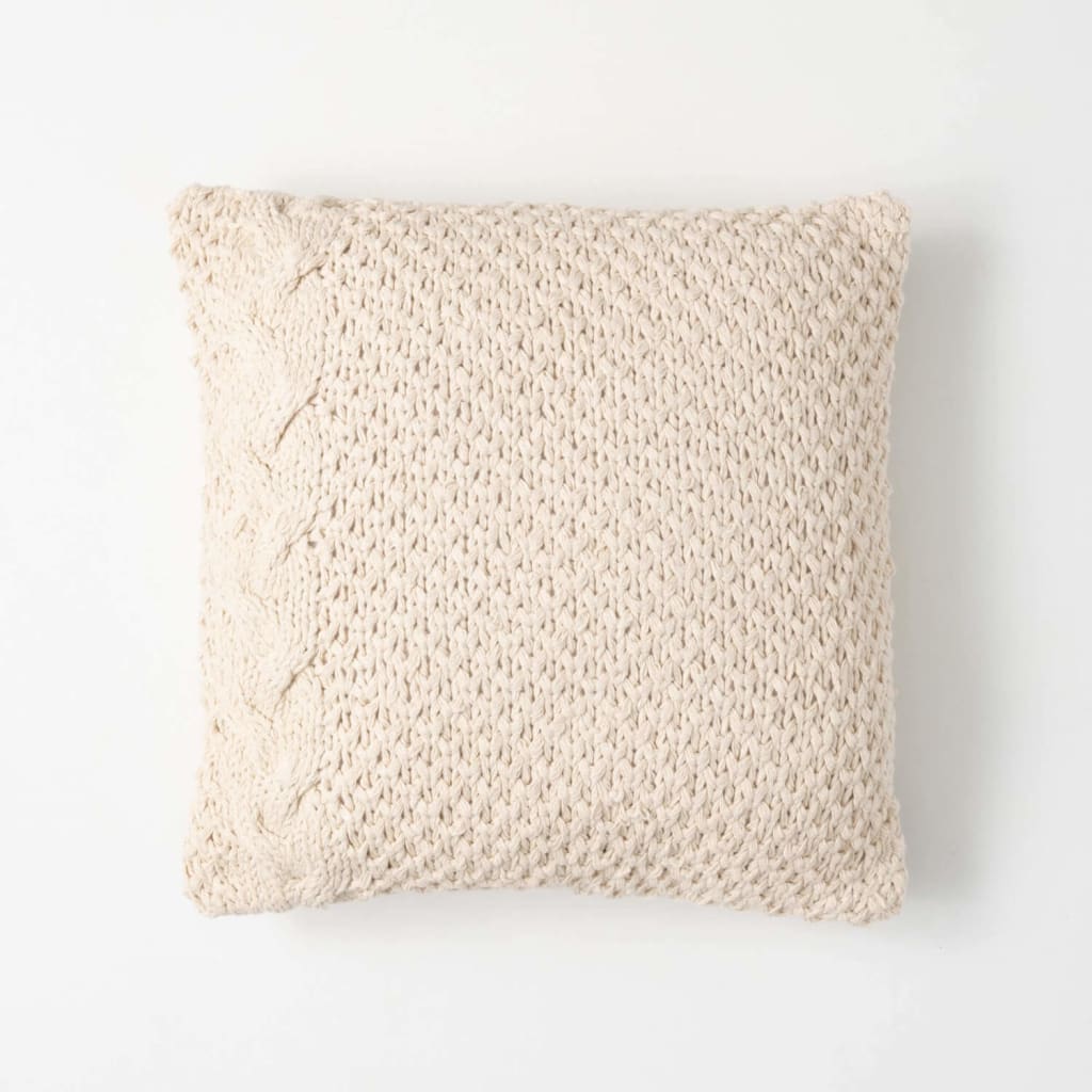 Ecru Cable Knit Pillow Christmas Decoration - Christmas -