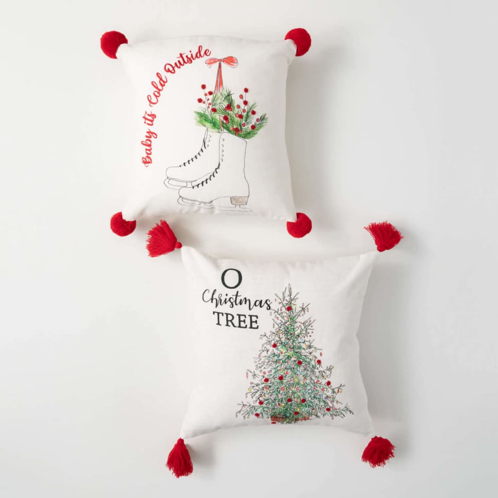 Holiday Graphic Pillow (Set of 2) Christmas Decoration -