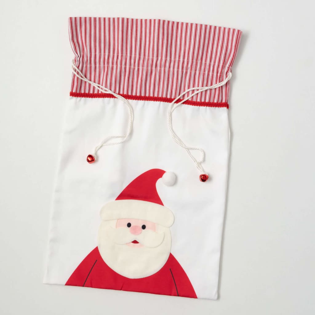 Fabric Santa Gift Bag With Tie Christmas Decoration -