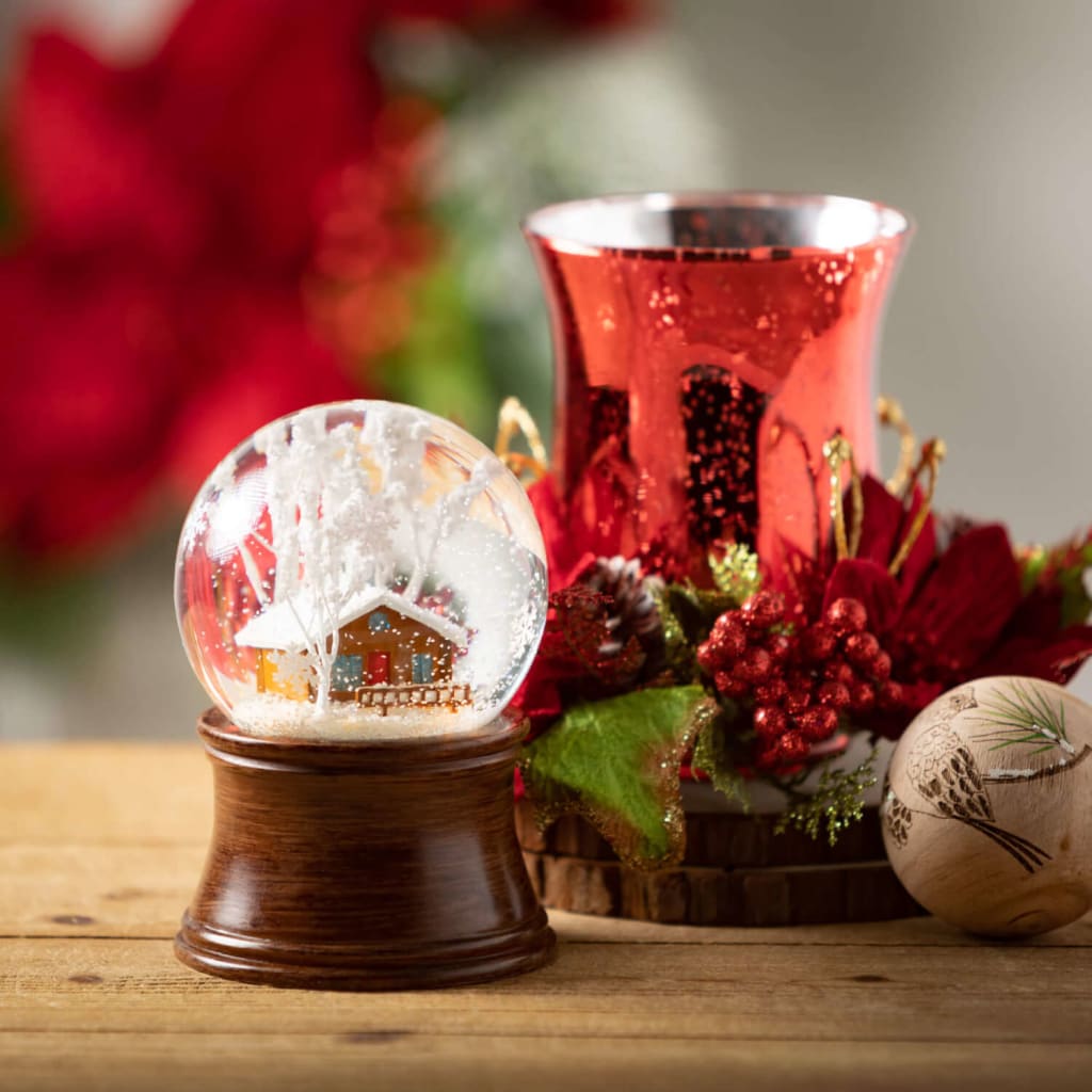 LED Brown Cabin Snow Globe Christmas Decoration - Christmas