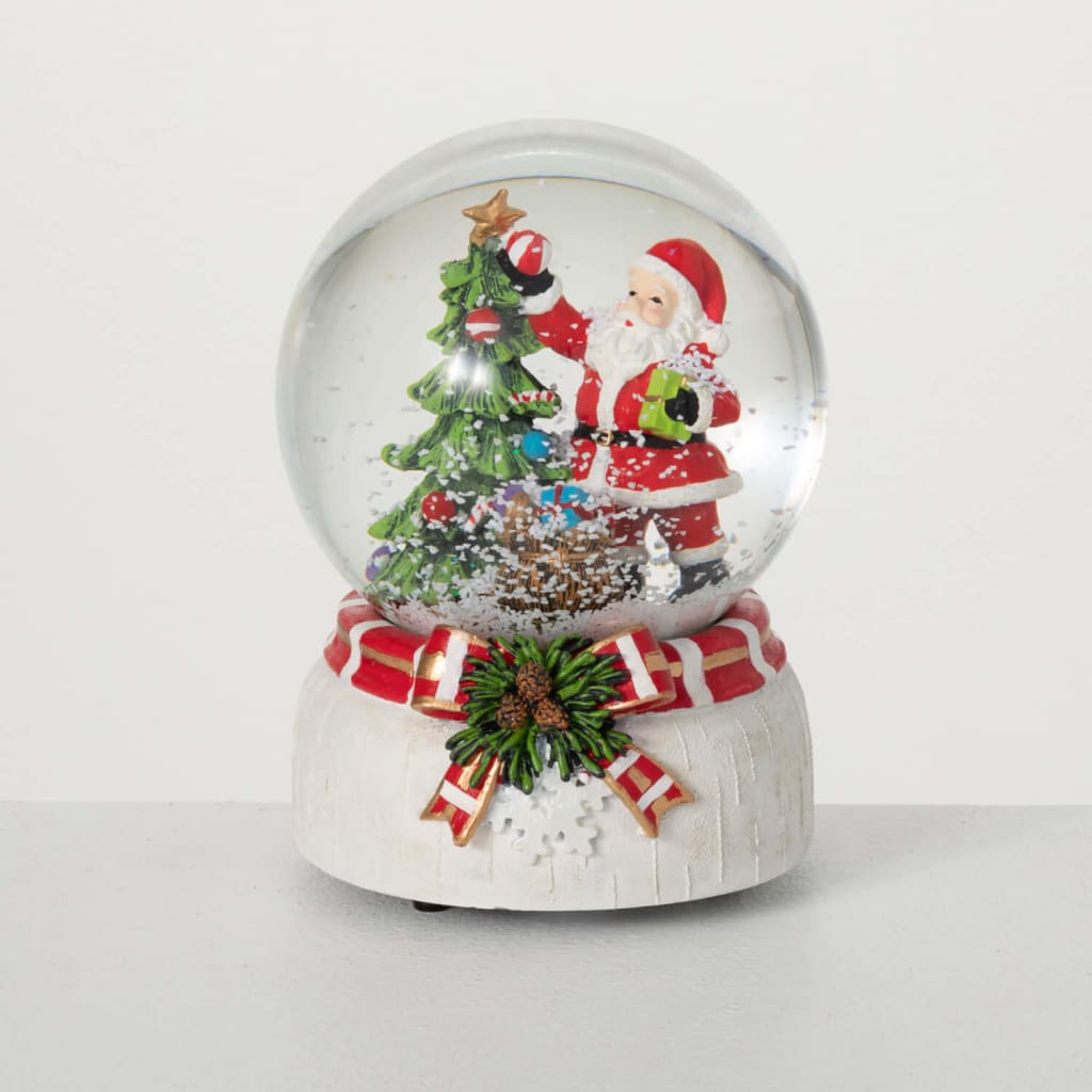 Santa With Tree Snow Globe Christmas Decoration - Christmas