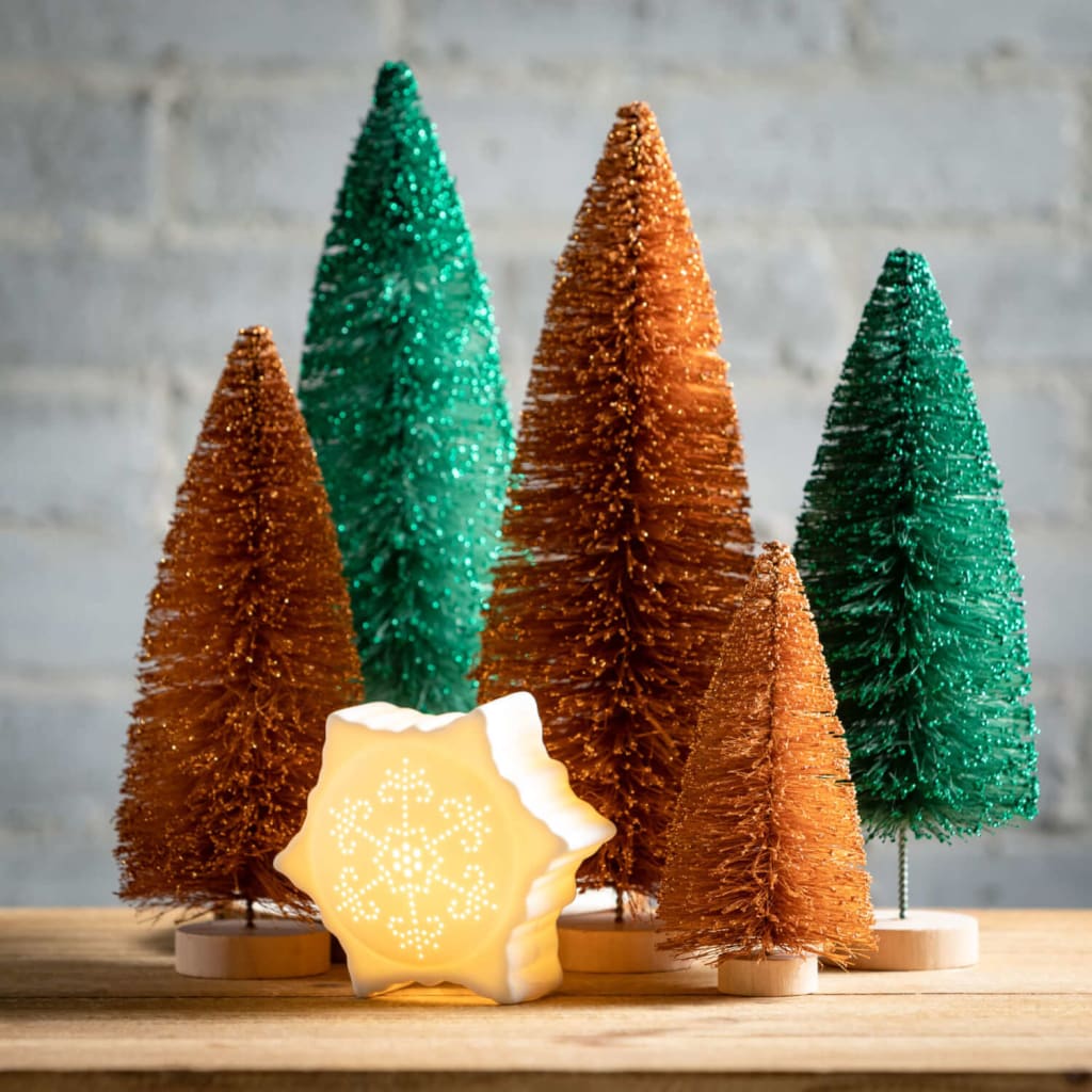 Green Bottlebrush Tree Set (Set of 3) Christmas Decoration -