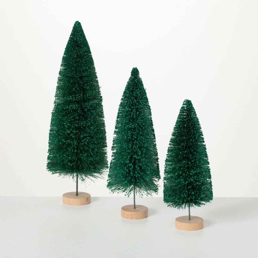 Green Bottlebrush Tree Set (Set of 3) Christmas Decoration -