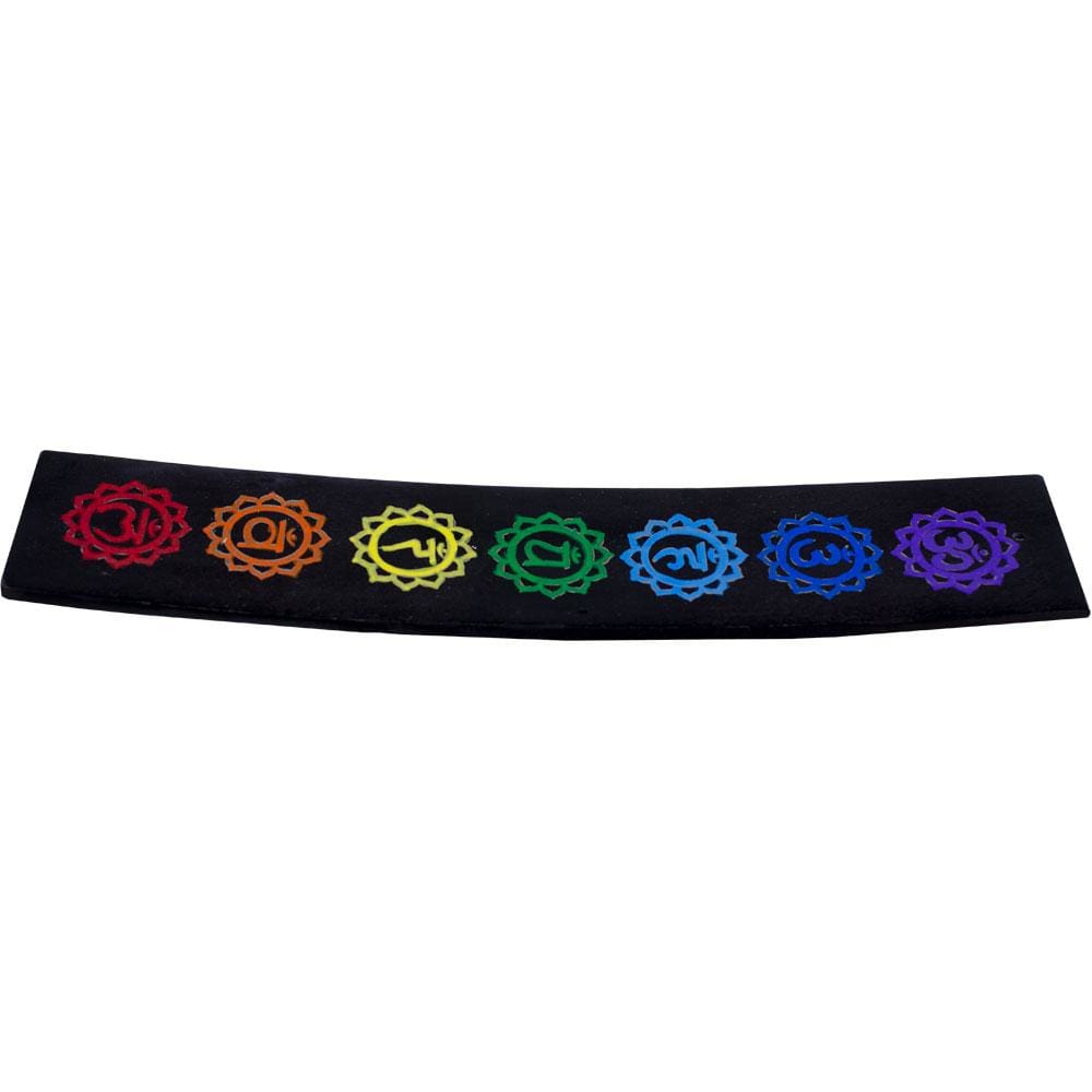 10" Soapstone Wide Incense Holder - 7 Chakras - Magick Magick.com