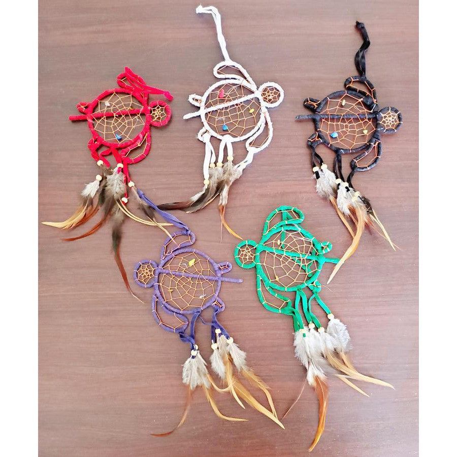 11" Dream Catcher - Suede Leather Turtle (Assorted Color) - Magick Magick.com