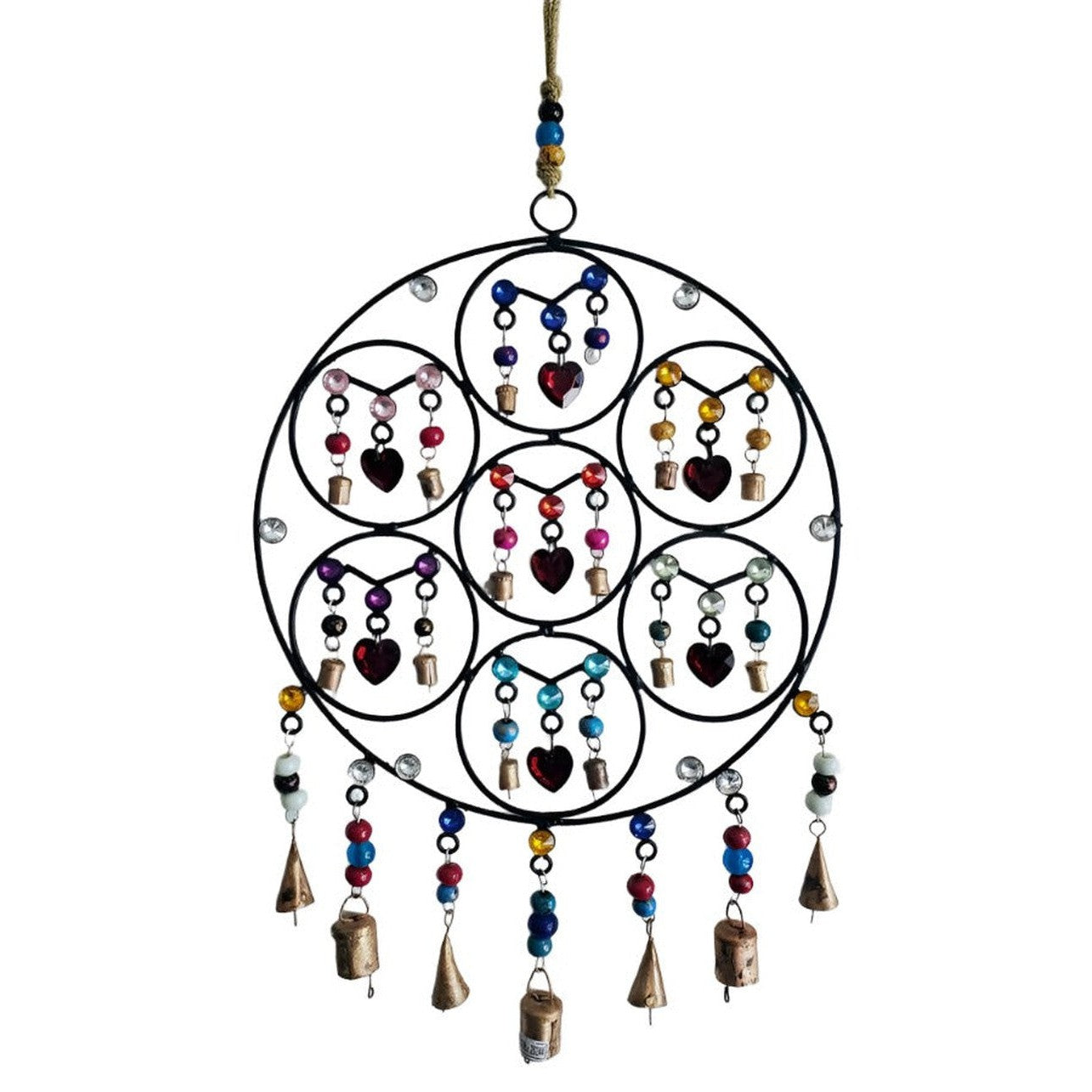 18" Tranquil Iron Wind Chime with Glass Beads and Bells - Magick Magick.com