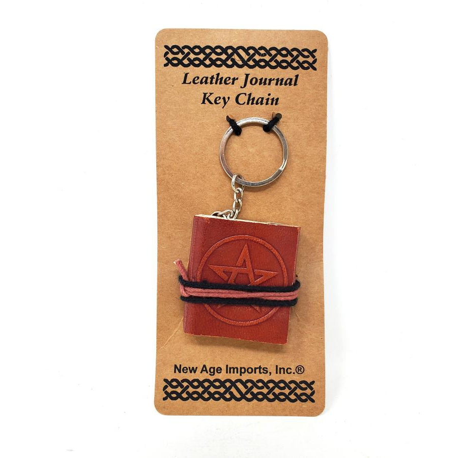 2" Leather Journal Key Chain - Pentagram - Magick Magick.com
