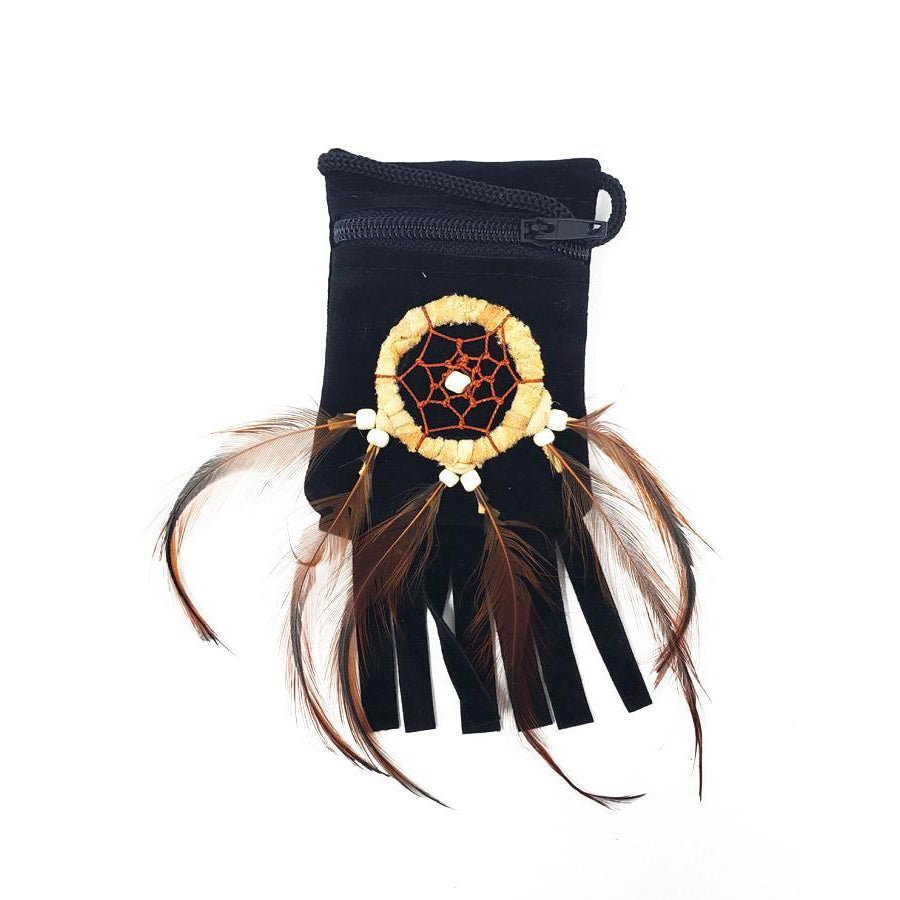 2" x 3" Black Dream Catcher Velvet Bag - Magick Magick.com