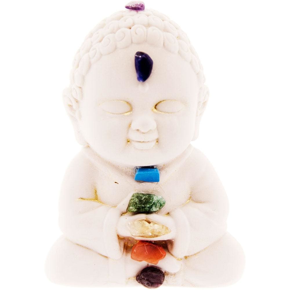 2.5" Gypsum Cement Buddha Figurine - Chakras - Magick Magick.com