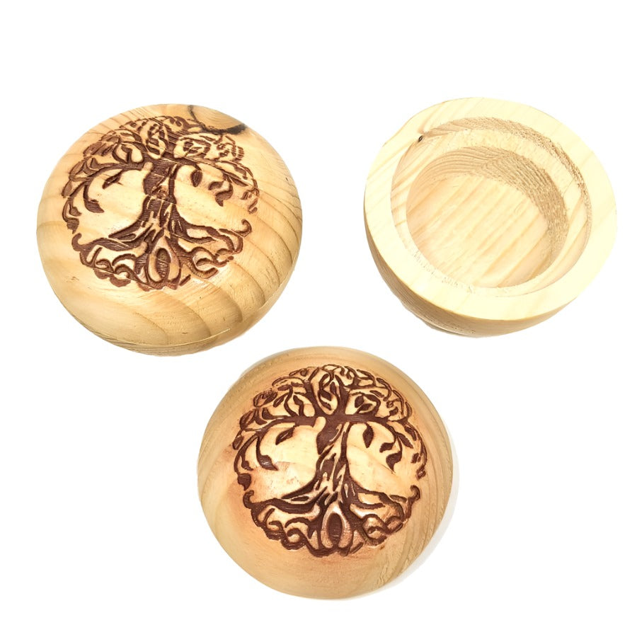 2.5" Tree of Life Round Wooden Trinket Box - Magick Magick.com