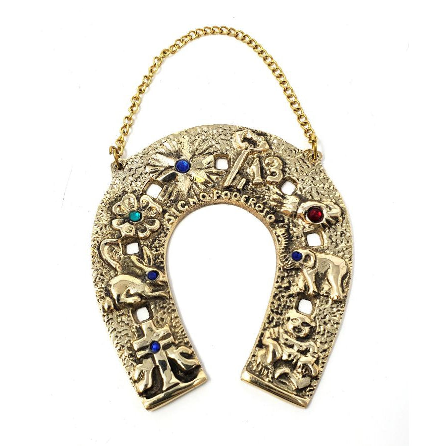4" Brass Carved Hanging Horseshoe - Magick Magick.com