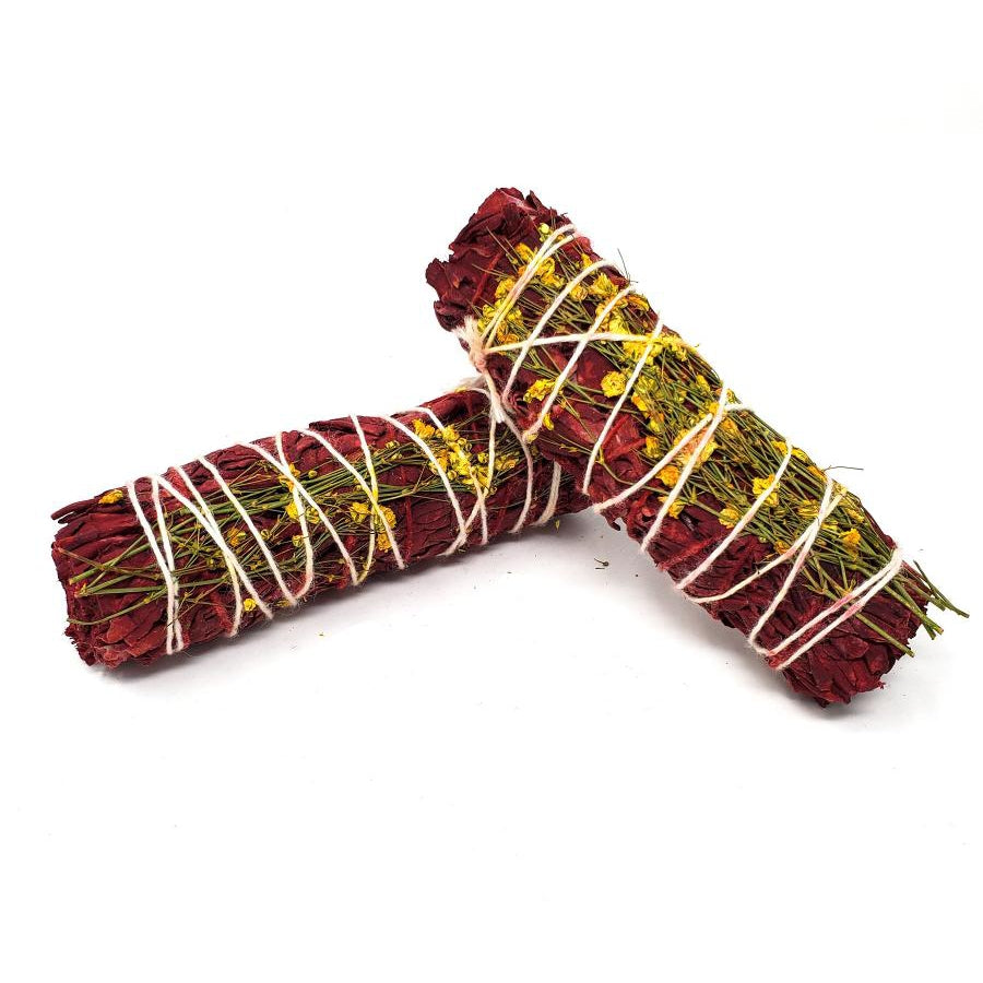 4" Dragon's Blood Sage & Wild Flower Smudge Stick - Magick Magick.com