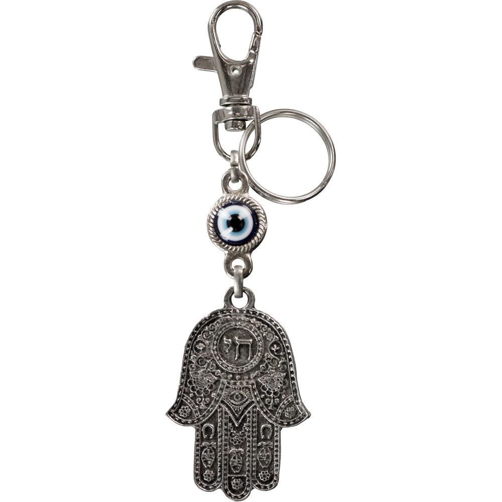 4.5" Evil Eye Talisman Key Ring - Metal Fatima Hand - Magick Magick.com