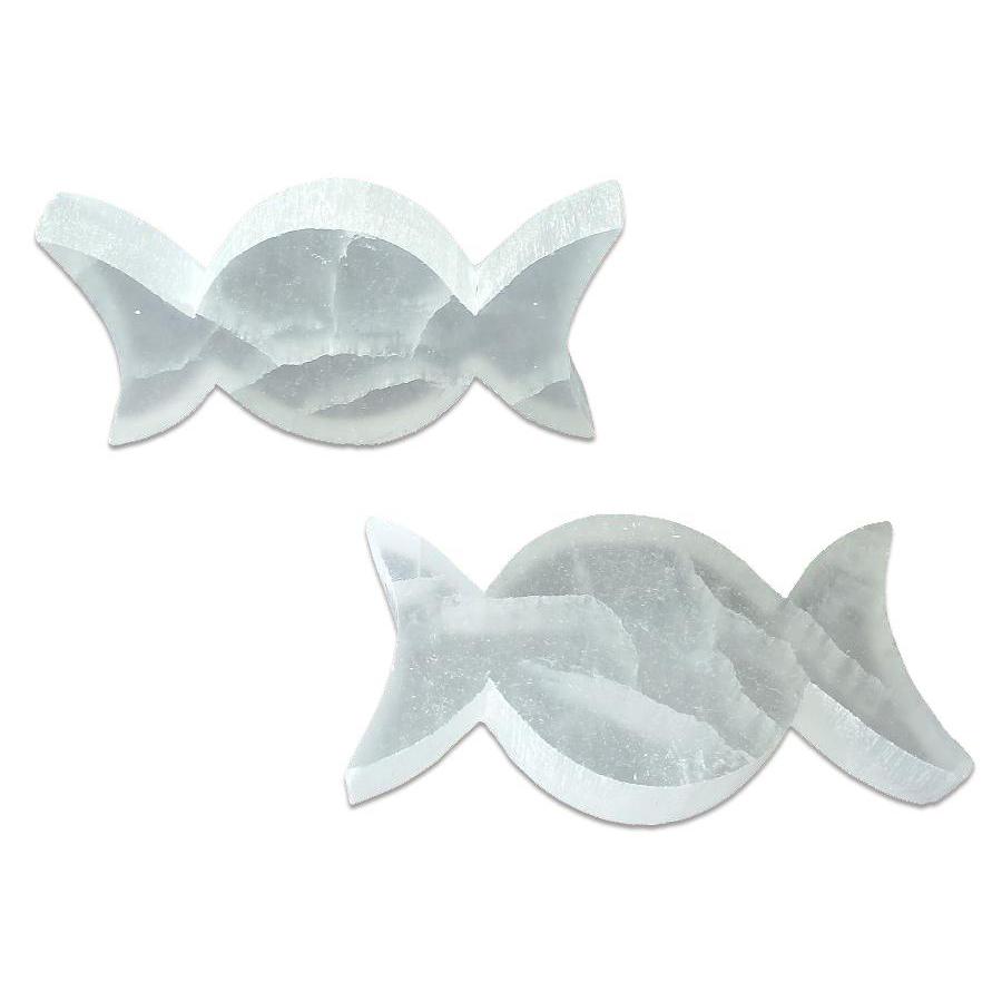 4.5 x 2.5" Selenite Triple Moon Altar Tile - Magick Magick.com