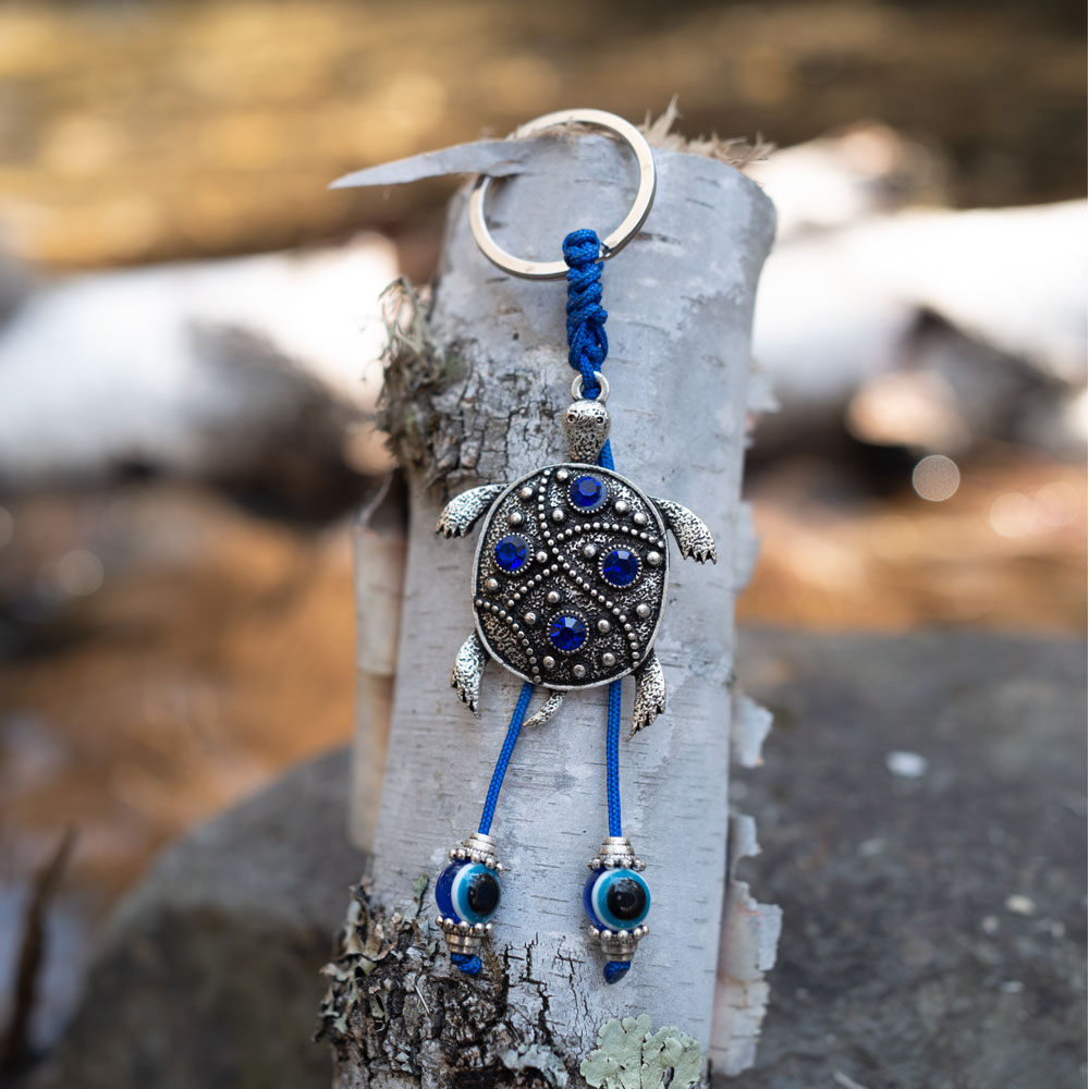 5" Evil Eye Talisman Key Ring - Turtle with Gems - Magick Magick.com