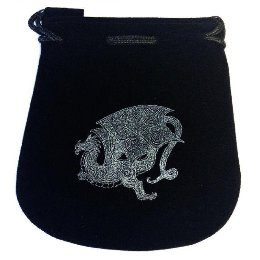 5" x 5" Black Velvet Bag - Dragon - Magick Magick.com