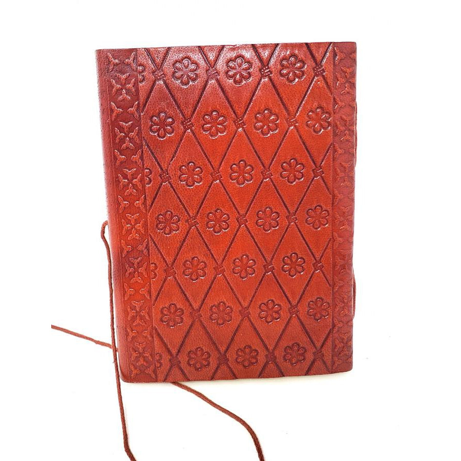 5" x 7" Triple Moon Pentagram Embossed Leather Journal with Cord - Magick Magick.com