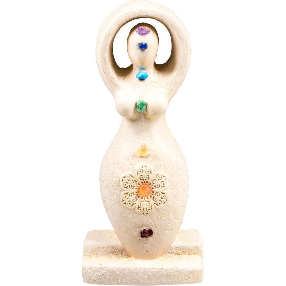 5.5" Gypsum Cement Goddess Figurine - Chakras - Magick Magick.com