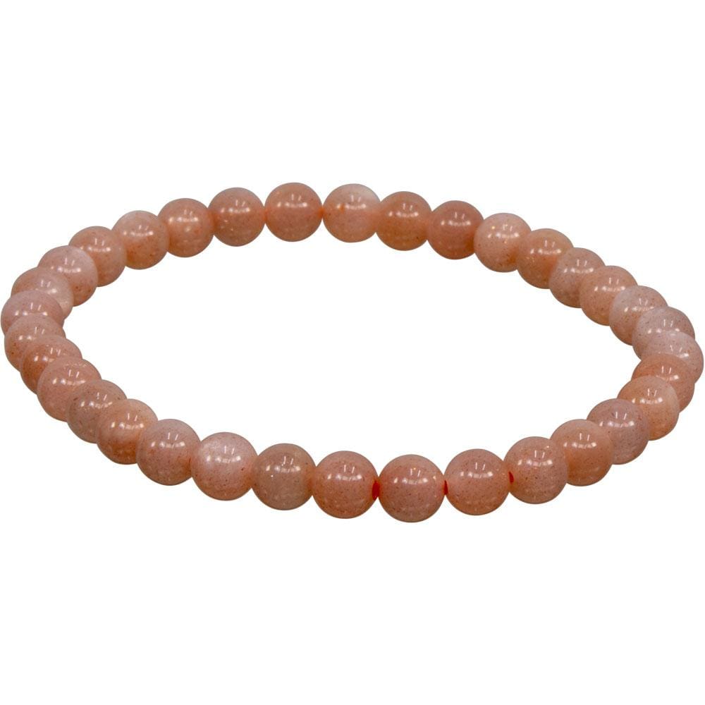 6-7 mm Elastic Bracelet Round Beads - Peach Moonstone - Magick Magick.com