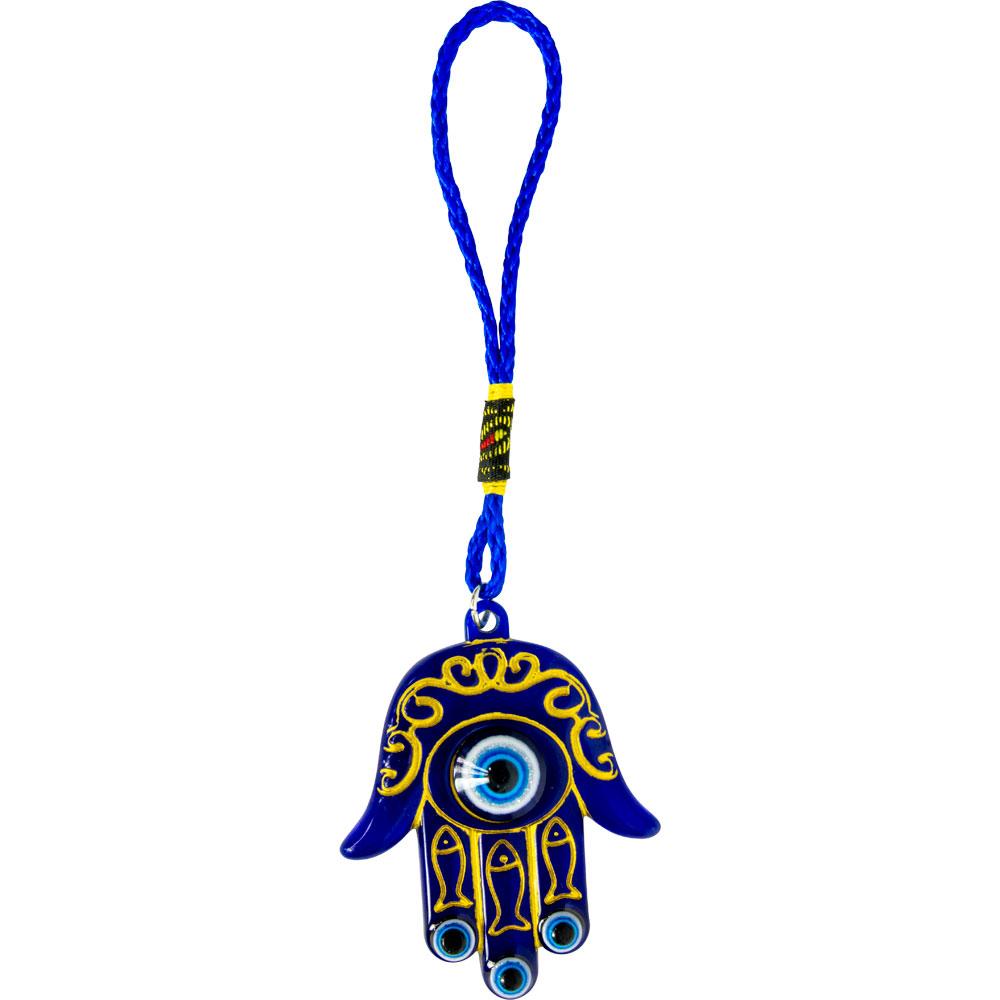 6" Evil Eye Talisman - Fatima Hand with Golden Inlay - Magick Magick.com