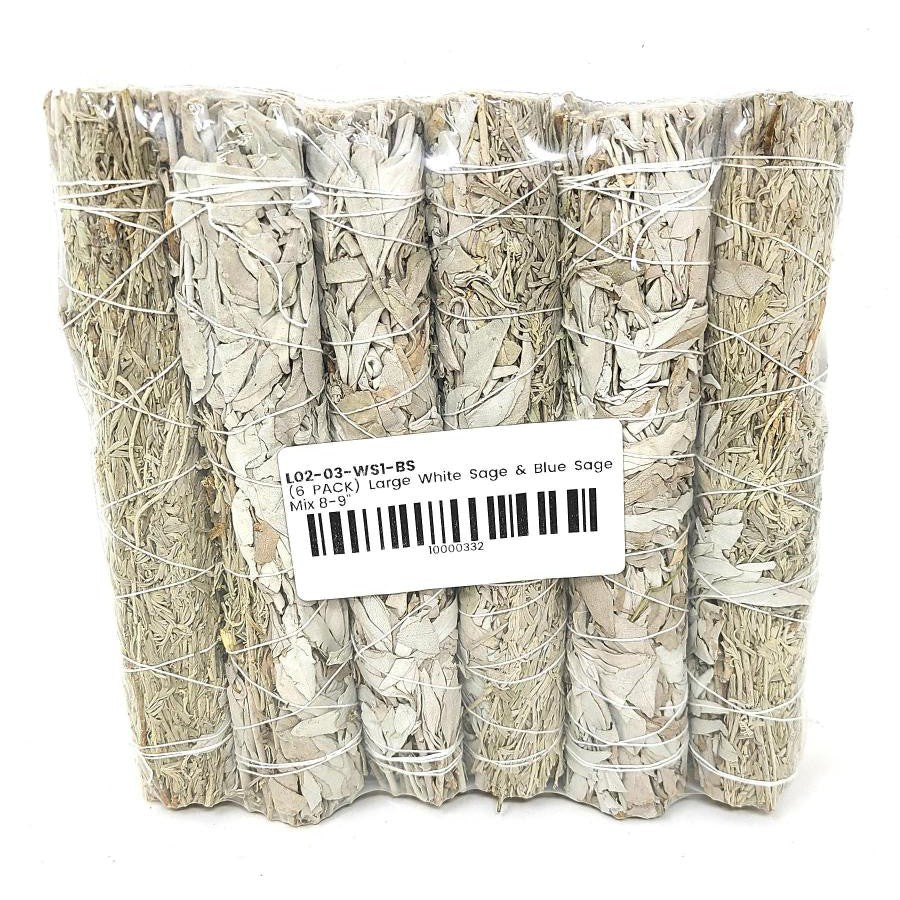 8-9" Blue Sage & White Sage Smudge Stick - Magick Magick.com
