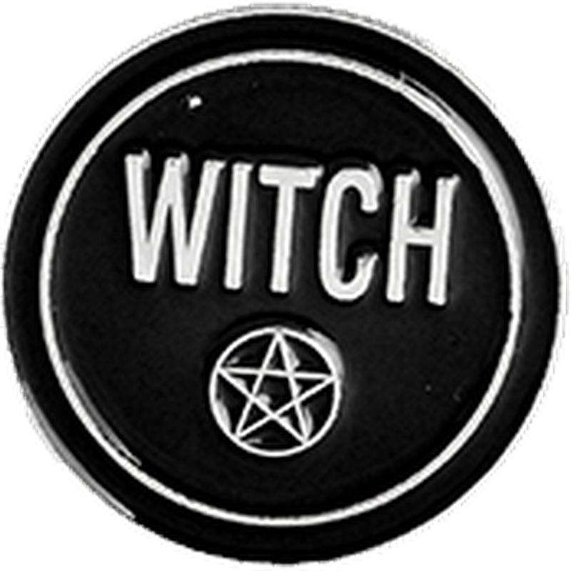 Black Round Witch Pin with Pentagram Enamel Pin - Magick Magick.com