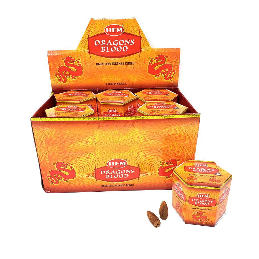 Dragon's Blood HEM Backflow Incense Cones (40 Pack) - Magick Magick.com