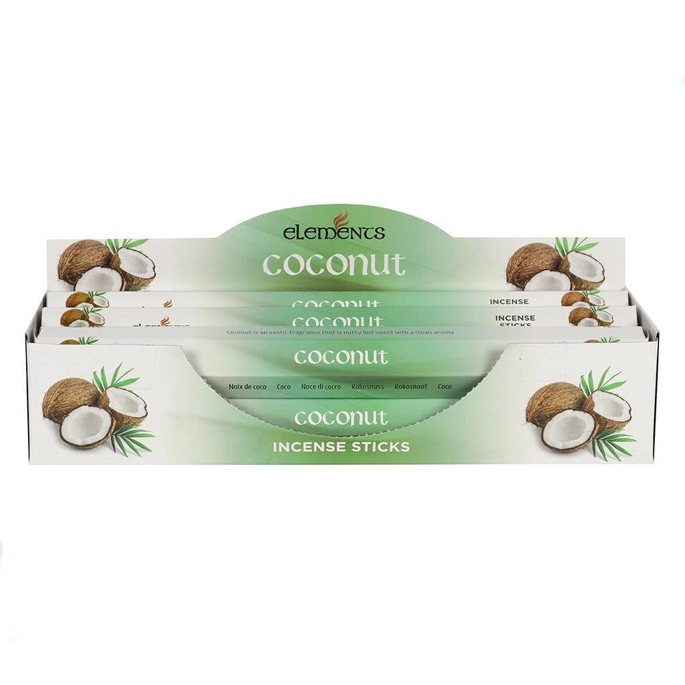 Elements Incense Sticks Display - Coconut (6 Packs of 20 Sticks) - Magick Magick.com